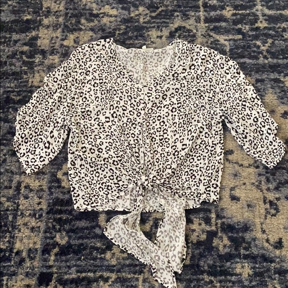 Final Touch Tops - Leopard tie front top